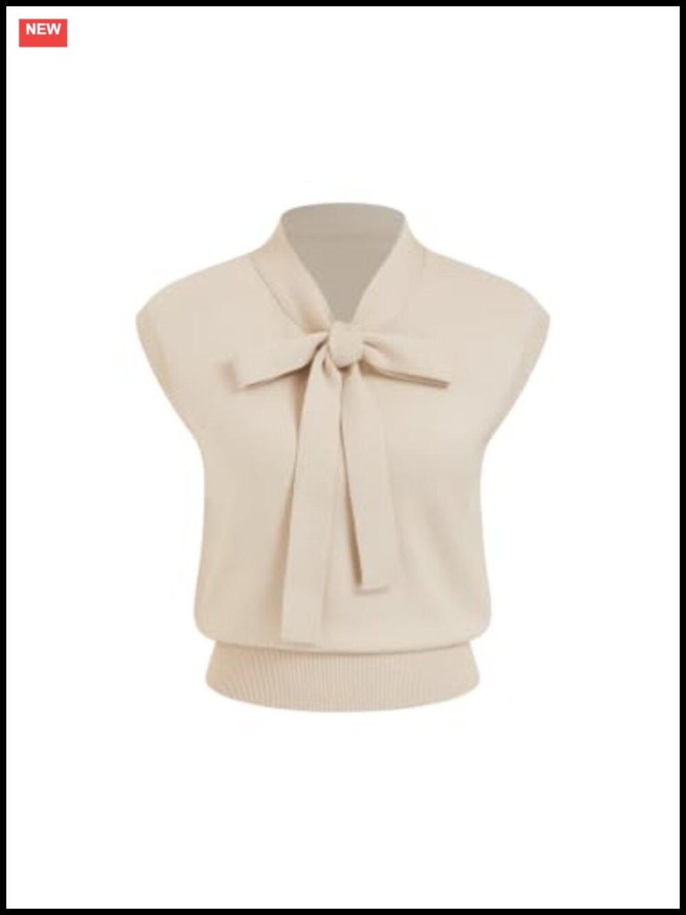 Bow Tie Cap Sleeve Cropped Sweater Vest Women Knit Fall Layer